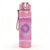 1PC Pink Purple Mandala Circle Art Print 750ml Color Plastic Sports Water Bottle Leakproof Flip Straw Lid Suitable for Sports Office Home Use