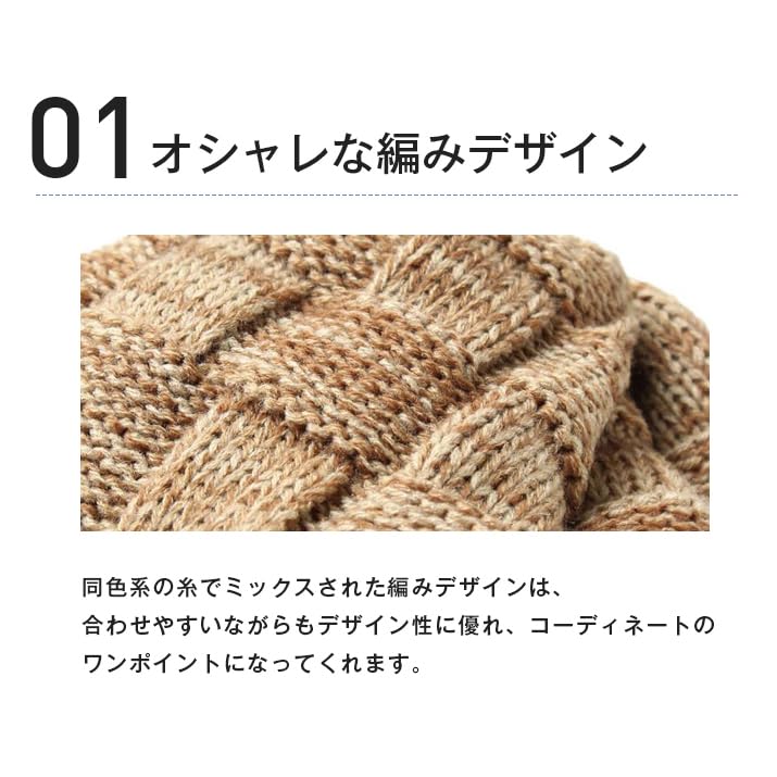 ICHIYON Strickmütze, Mütze für kaltes Wetter, Boa-Strickmütze mit Krempe, Strickmütze, Golf, Winter, kaltes Wetter, Krempe mit Krempe, Strickkappe, lange Krempe, groß