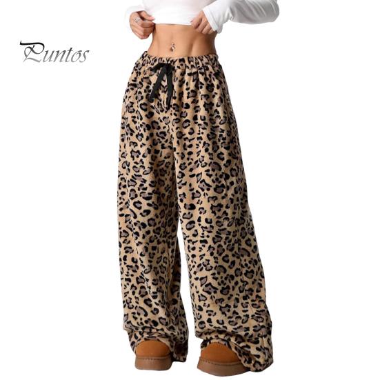 

Женские повседневные брюки с эластичным поясом и завязками на шнурке, пижамные штаны с леопардовым принтом, широкие брюки для дома M