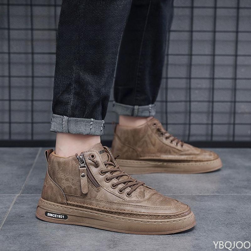 Winter Men's High Top Shoes Are Trendy Versatile Casual Thick Soled Warm Anti Slip Wear-resistant Men's Cotton Shoes