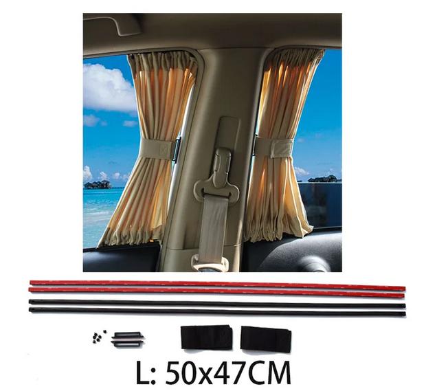 2× Beige VIP Car SUV Window Mesh Style Curtain Sunshade Visor UV Block Universal
