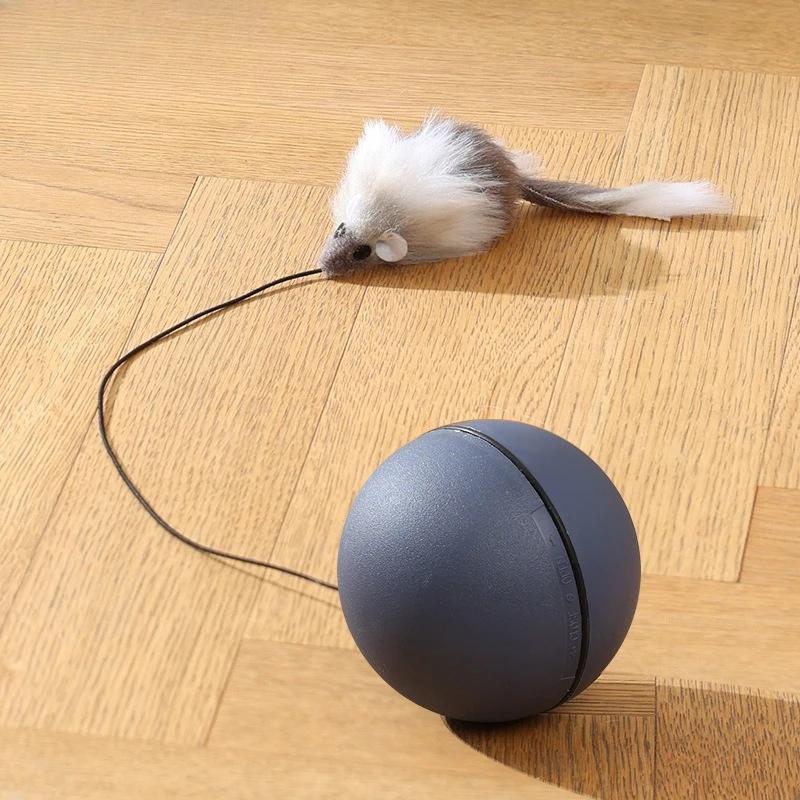 

Игрушки-мячики для кошек Интерактивная автоматическая катающаяся игрушка-мячик для кошек, котят, дразнящие кошачьи мячики с мышкой, товары для питомцев серый