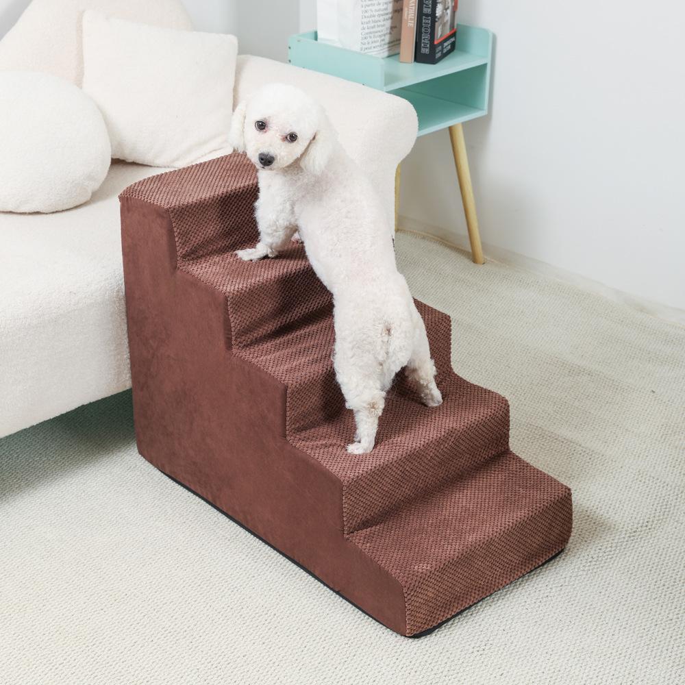4-5 Step Stair Dog/Cat Ramp Ladder Washable Pet Stairs with Removable Cover Memory Foam Sponge Dogs Pet Ramp Stairs Pet Supplies