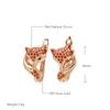 Classic Fox Earrings For Women  Rose Gold Color With Red Natural Zircon High Quality Daily Fine Animal Jewelry