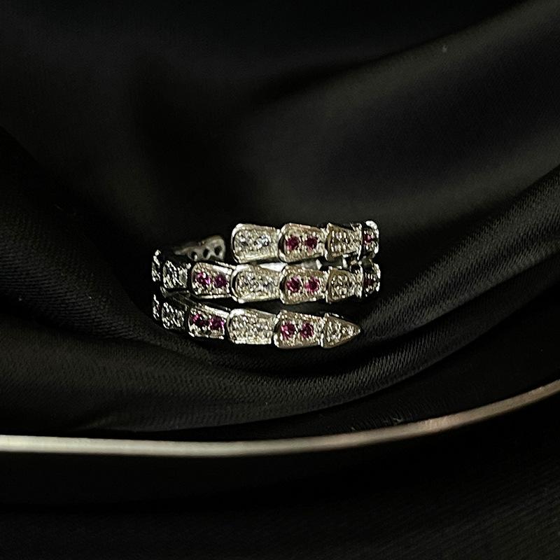 Full Diamond Zir*****Pen Ring French Light Luxury High Sense Cold Wind Niche Design Ring Woman