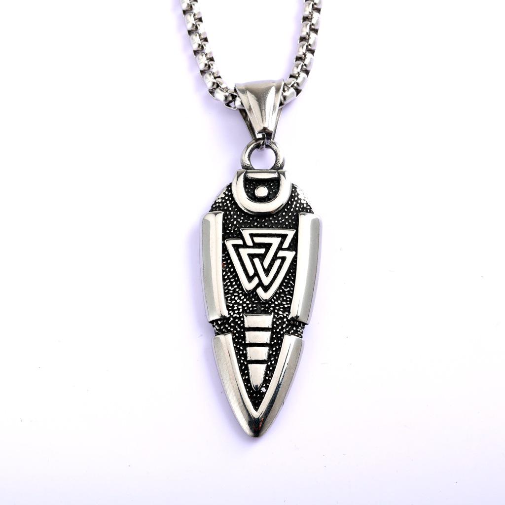 Stainless Steel Unisex Viking Symbol Pendant Necklace