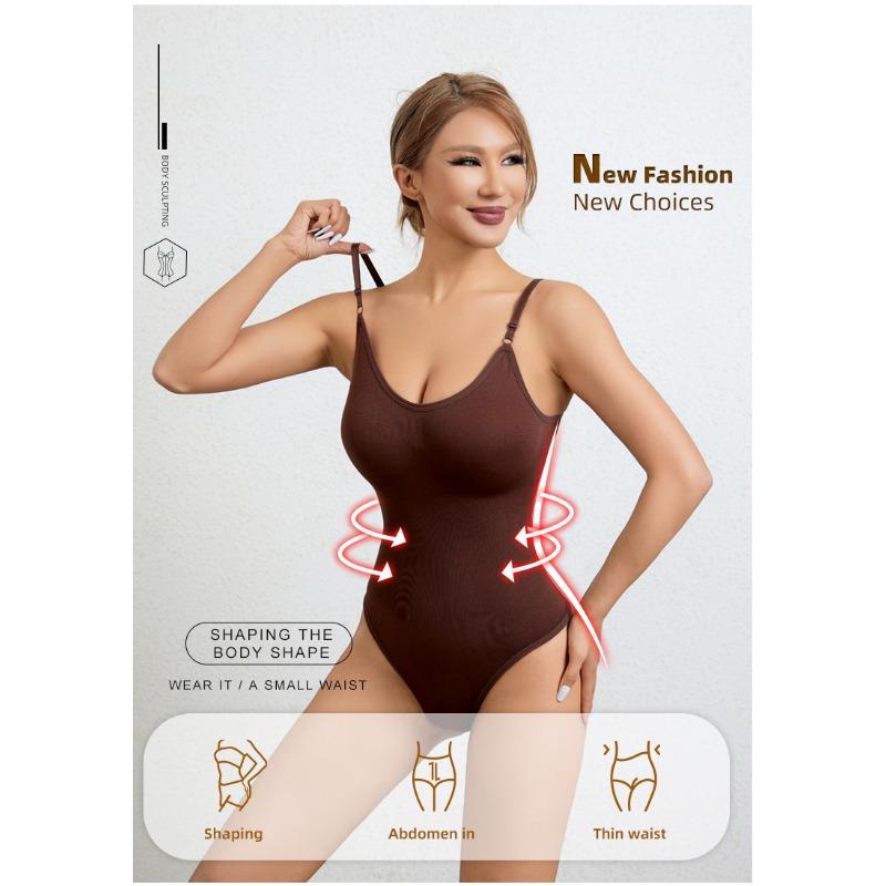 Nahtloser formgebender Bodysuit für Damen mit Bauchkontrolle, Po-Anhebung, Trägern, Schlankmachende Shapewear