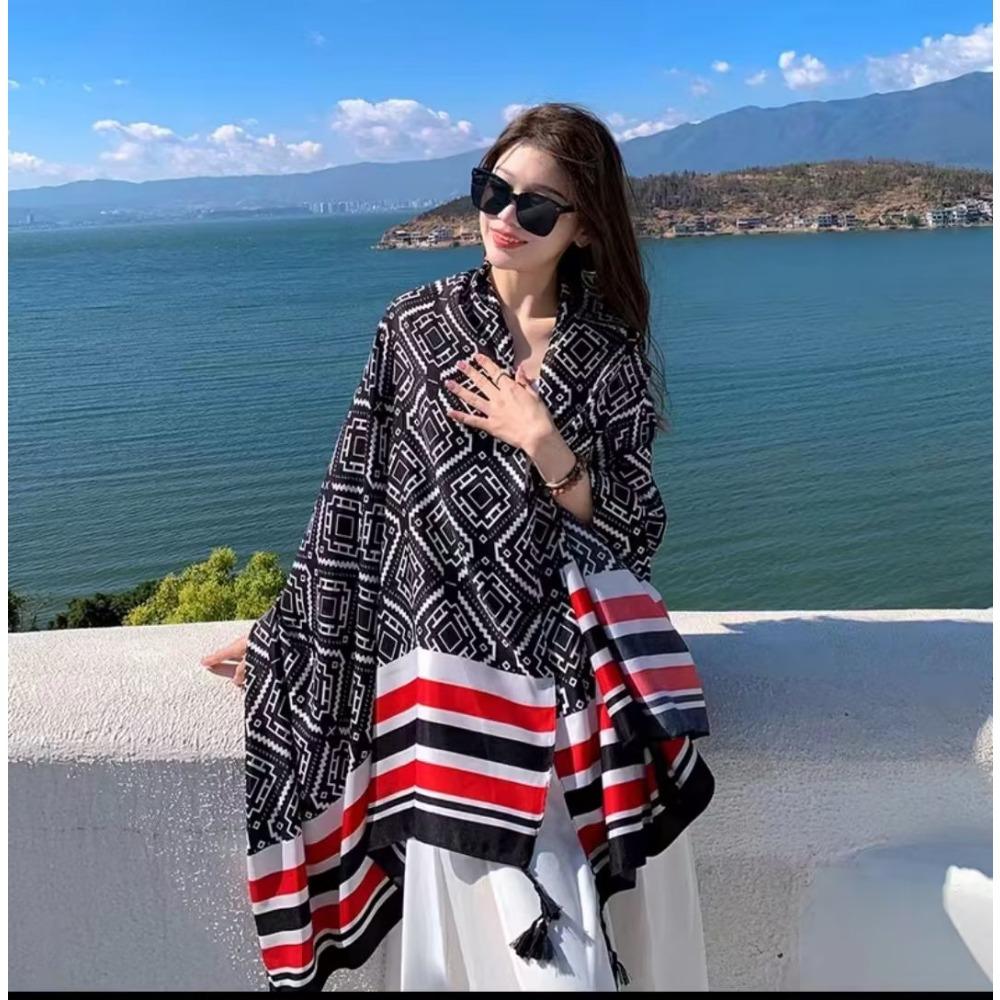 Chaka Salt Lake Great Northwest Tourism Ethnic Style Scarf Silk Scarf Women'S Summer Seaside Beach Shawl Sunscreen Thin