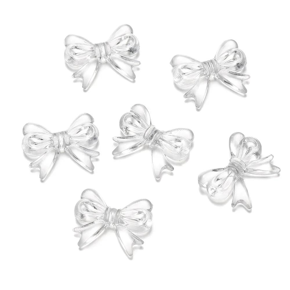 

TX14 20Pcs/Lot 14x18mm New Exquisite Bowknot Transparent Spacer Beads DIY Pendants Necklace Bracelet Jewelry Trend Accessories 14mmx18mm(20pcs)
