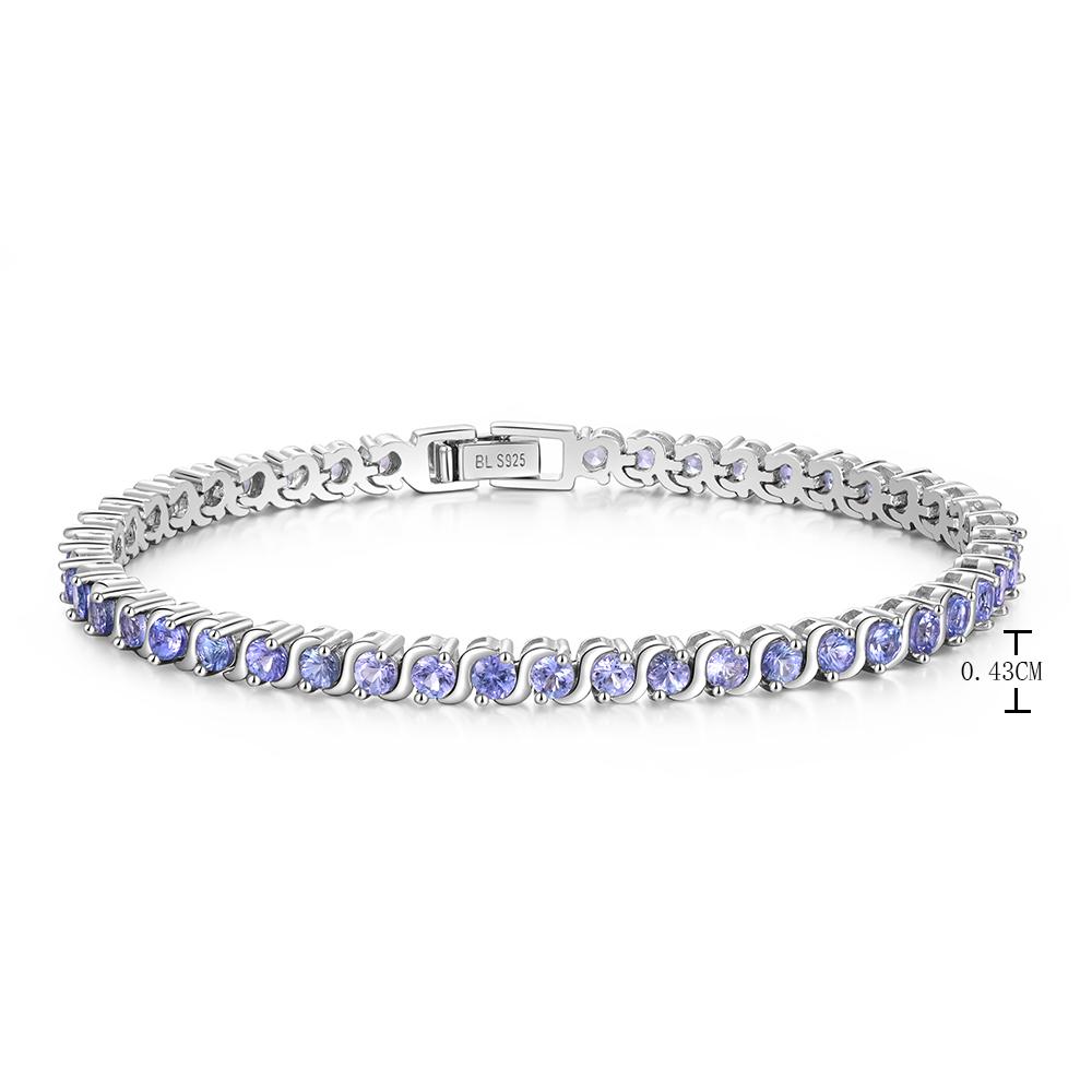 Luxury Rare Gemstone Natural Blue Tanzanite Twist Design Bracelet S925 Silver Fine Jewelry Women Anniversary & Engagement Gift