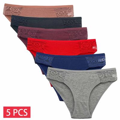 M-XL Dámské Sexy Kalhotky 5 ks/Sada Sexy Krajkové Dámské Spodní Prádlo Dámské Bavlněné Spodní Prádlo Kalhotky