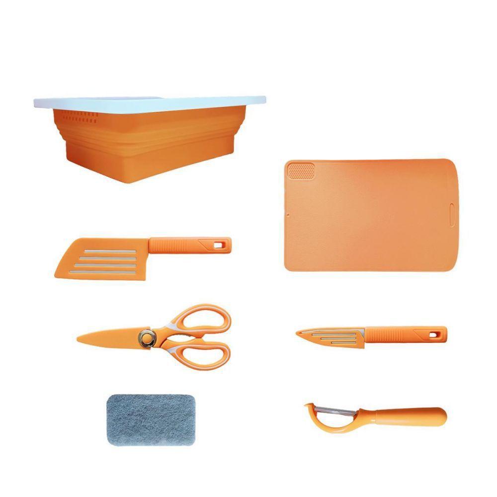 

Складная корзина для сушки, разделочная доска, кухонная корзина для мытья посуды, портативная для пикника на открытом воздухе, фильтрация воды оранжевый