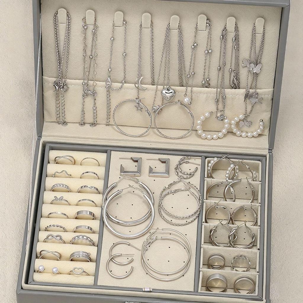 115-Piece Gold Atmospheric Ring Earring Set (European & American Design, No Box)