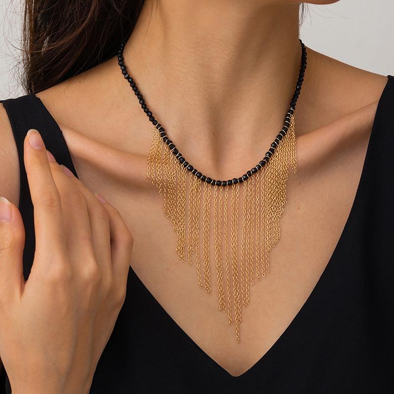 Jewelry exaggerated bead chain pendant personalized niche o-chain fringed necklace female
