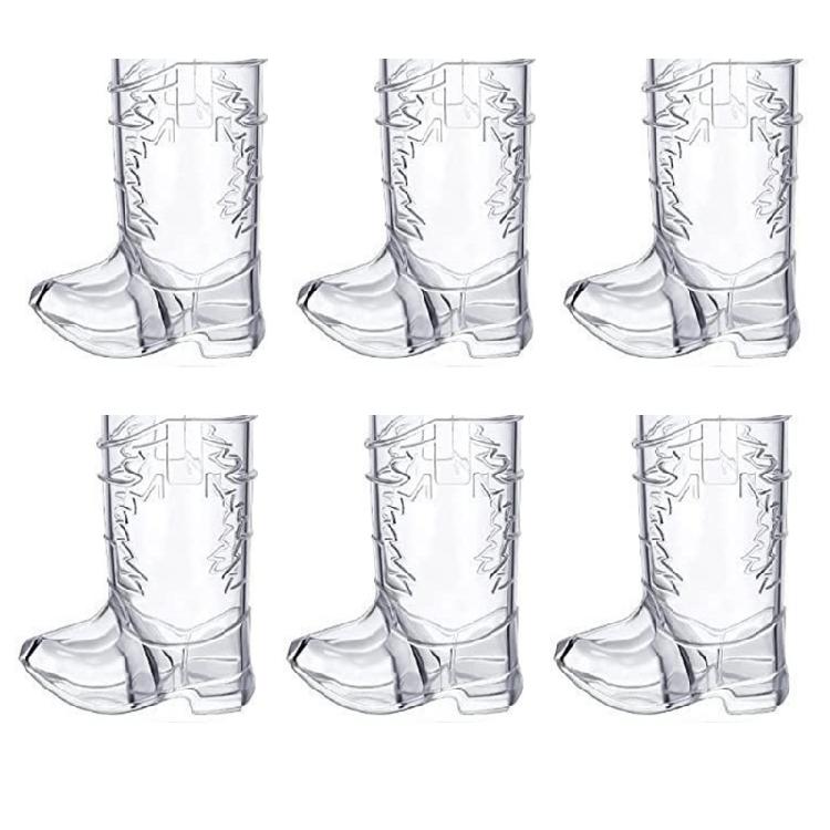 6 Pack Wine Cups Plastic Cup Drinkings Cups Cowboy Boot Shape Creative Beer Cups Plastic Cocktail Cups for Beverage Wine