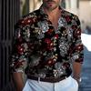 Herren langarmshirts Freizeithemden Hemden mit Blumenmuster Retrohemden Herbst und Sommer langarmshirts