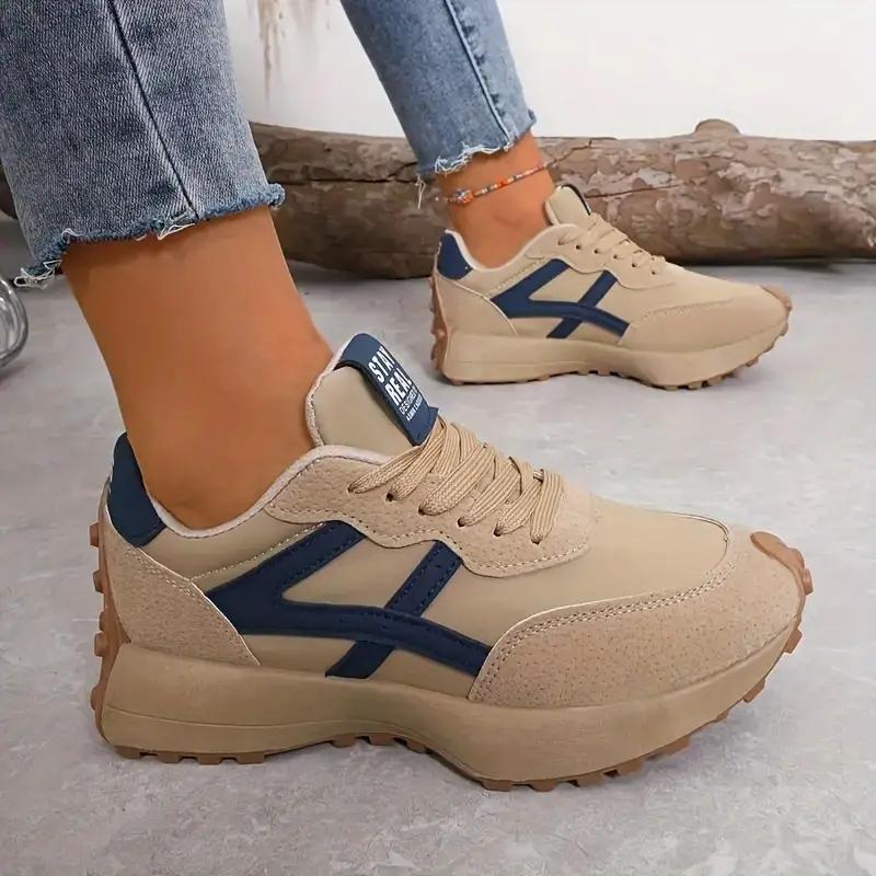 

Женские легкие кроссовки для бега - повседневные туфли для папы, со шнуровкой, многофункциональные, с плоским дном, из дышащей ткани и искусственной кожи 40 дубильная кора