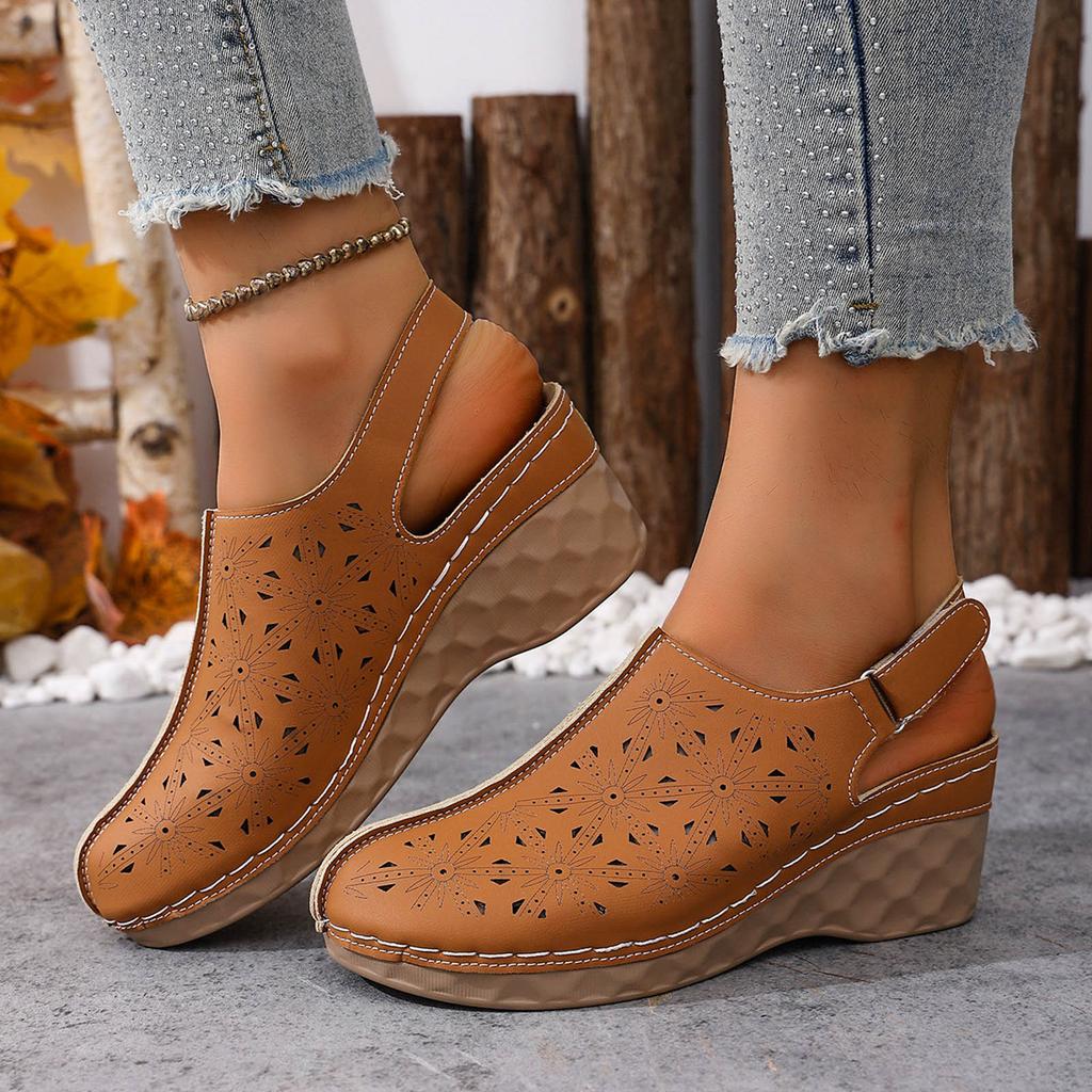 Adjustable Wedge Heel Versatile Platform Plus Size Casual Stylish Simple Closed Two Strap Sandals Women Slide Sandals For Women