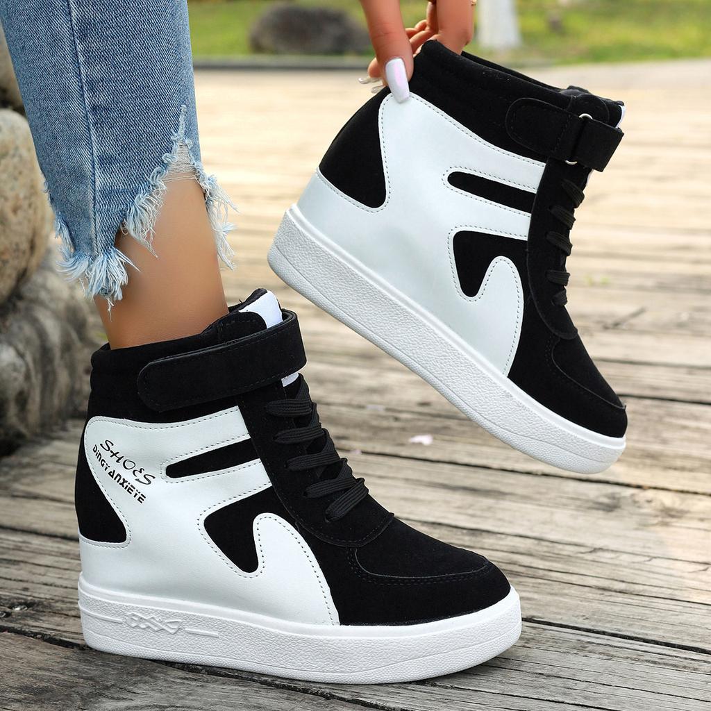 Rode sneakers dames Zwarte Platform Vulcaniseer Schoenen Dames Hoge top Platform Sneakers dames Casual Sleehakken schoenen Dames Schoenen herfst