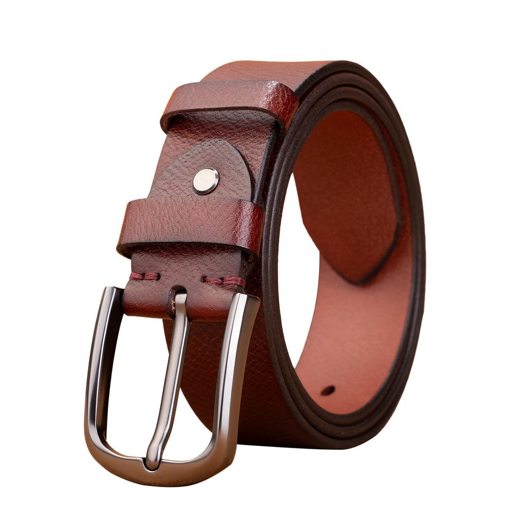 Belt Retro First Layer Cowhide Genuine Leather Versatile Tree Paste Leather Pin Buckle Belt Middle-Aged And Young Men'S Belt