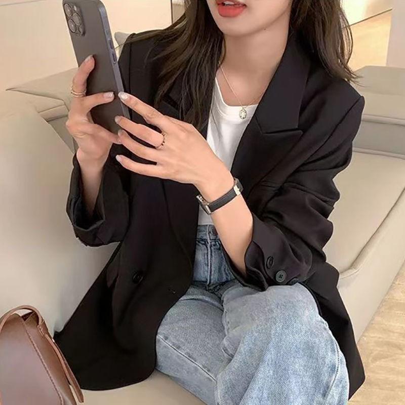 Womens Oversized Coffee Black Blazer Jacket Fall Casual Chic Office Wear Loose Fit Long Sleeve One Button