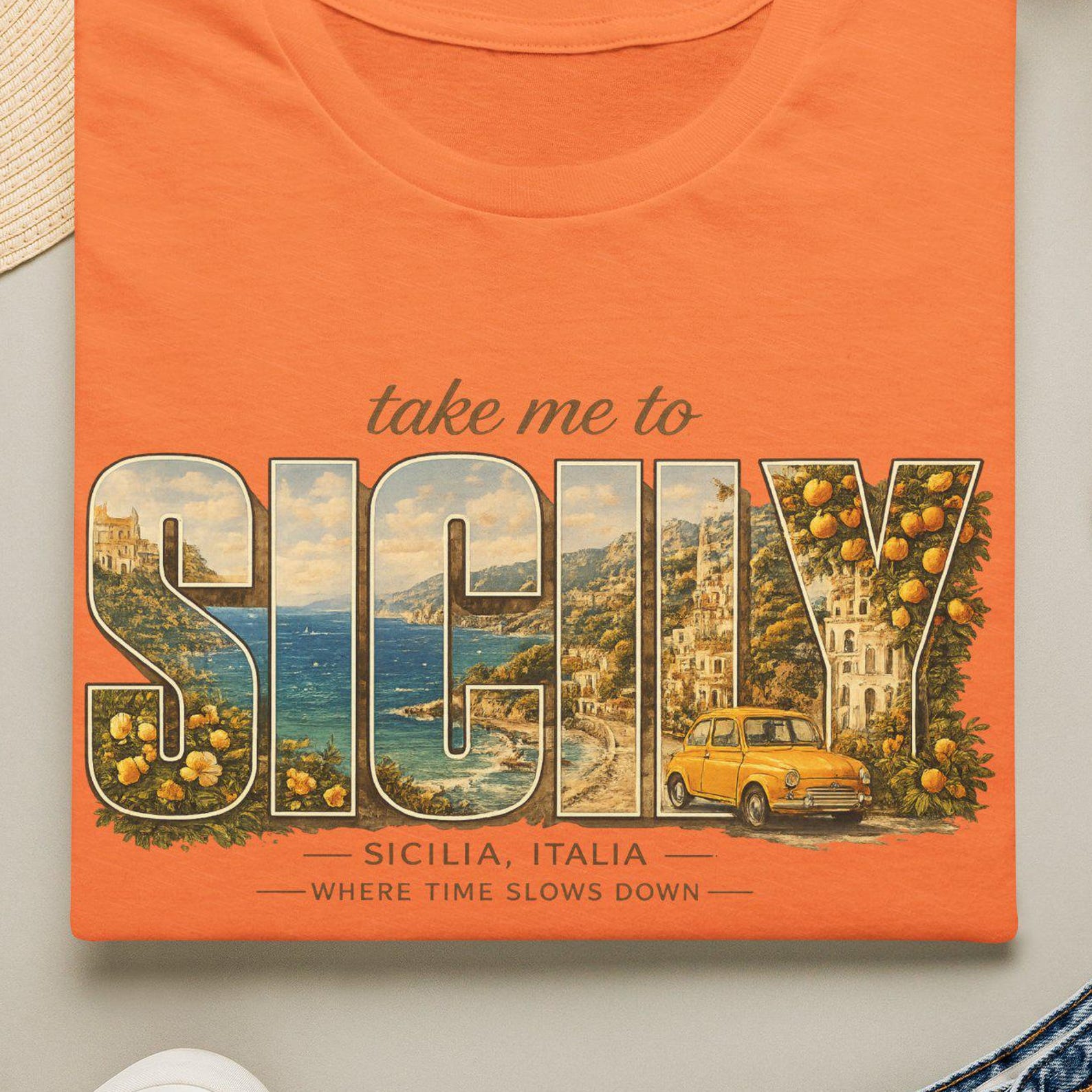 Take Me To Sicily Shirt, Sicily Italy Vacation Tee, Italian Summer Travel Shirt, Sicily Lemon Shirt, Mediterranean Coast Tee M