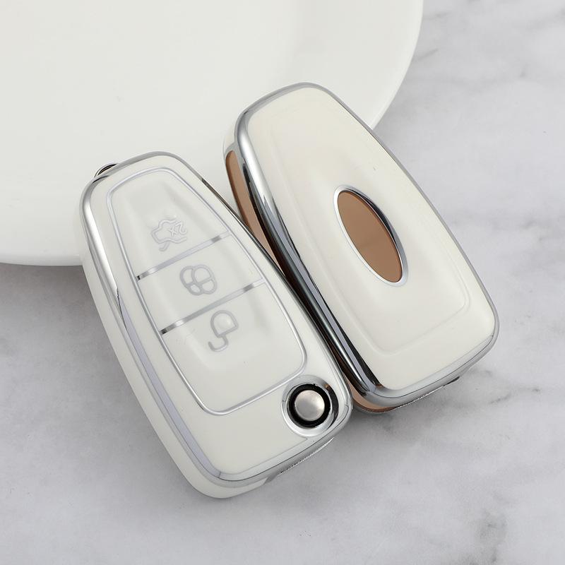 Ford Focus/Kuga/Tourneo Key Case - Foldable Silver Edge Car Protective Shell