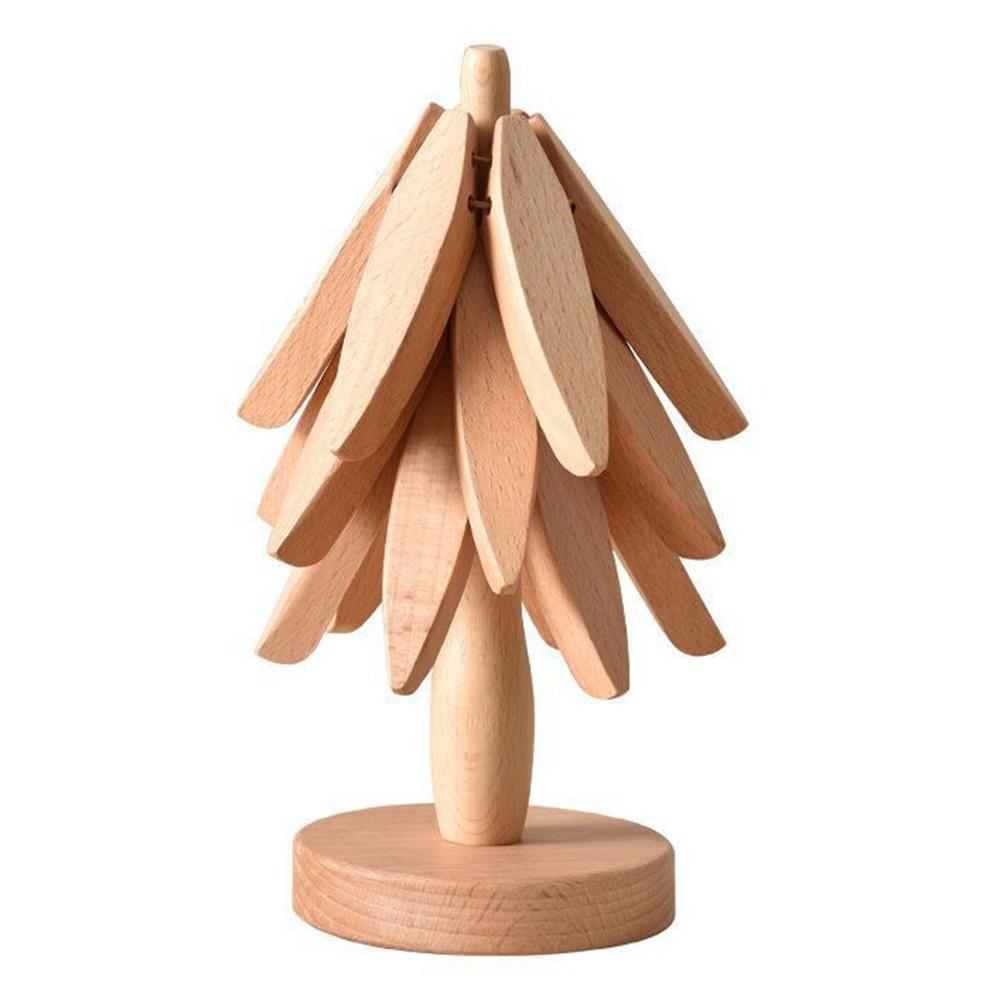 

Wooden Insulation Pad 3Pcs Tree Shaped Coaster Set Hot Pots and Pans Insulation Mat A