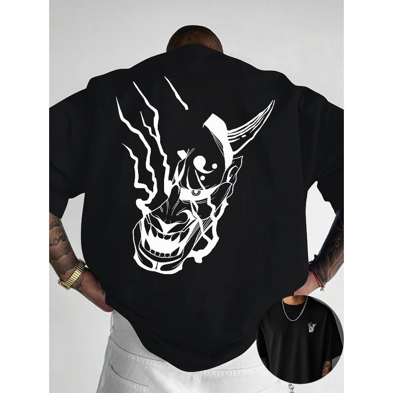 European Size Creative Front and Back Print Round Neck T-Shirt,Summer Fashion Short Sleeve Top for Casual Daily Style Essential Outing Gift Choice