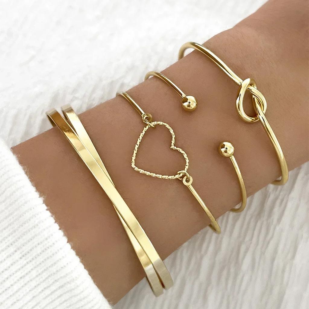New Unique Design Punk Tie A Knot Originality Simple Couple Bracelets Set Bestie Bracelets Charm Valentine's Day Paty Gift Sets
