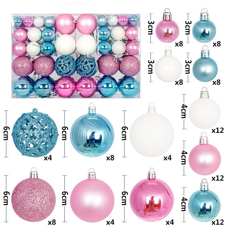 PVC Kutu İçinde 100 Adet 3-6cm Parlak ve Mat Pembe Yılbaşı Süsleri Seti