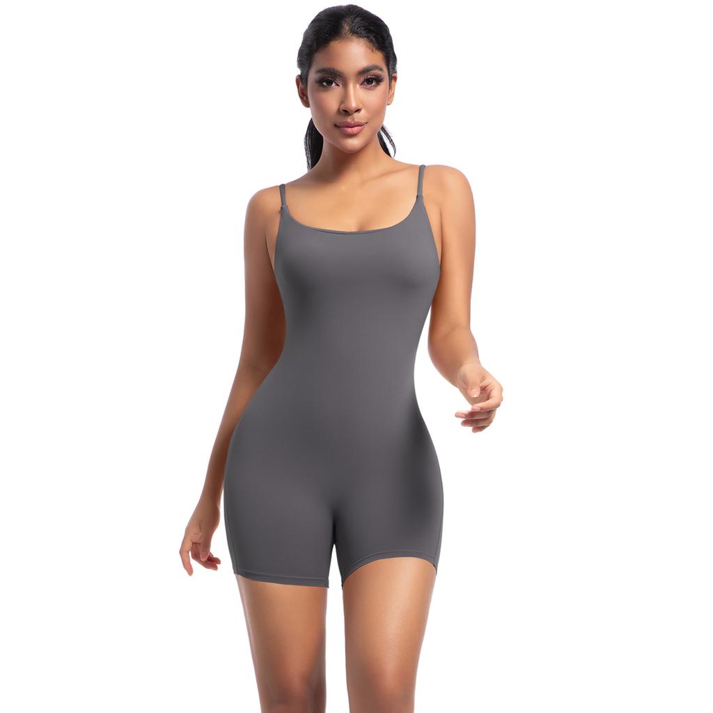 Auroth Backless Sports Jumpsuit Women Seamless One Piece Yoga Romper Workout Shorts Running Fitness Bodysuit