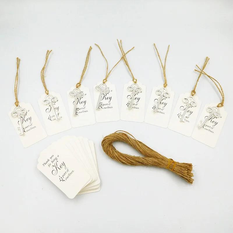 8cm Large 50Pcs/Set Skeleton Key Bottle Opener With Tag Card Twine Suitable For Wedding Gift, Baby Shower Party Gifts