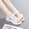 Taoffen Sommerliche Freizeitsandalen für Damen Atmungsaktive Canvas Klettverschluss Zehenfrei Sandalen Leicht Weich Pendeln Dicke Sohle Damenschuhe