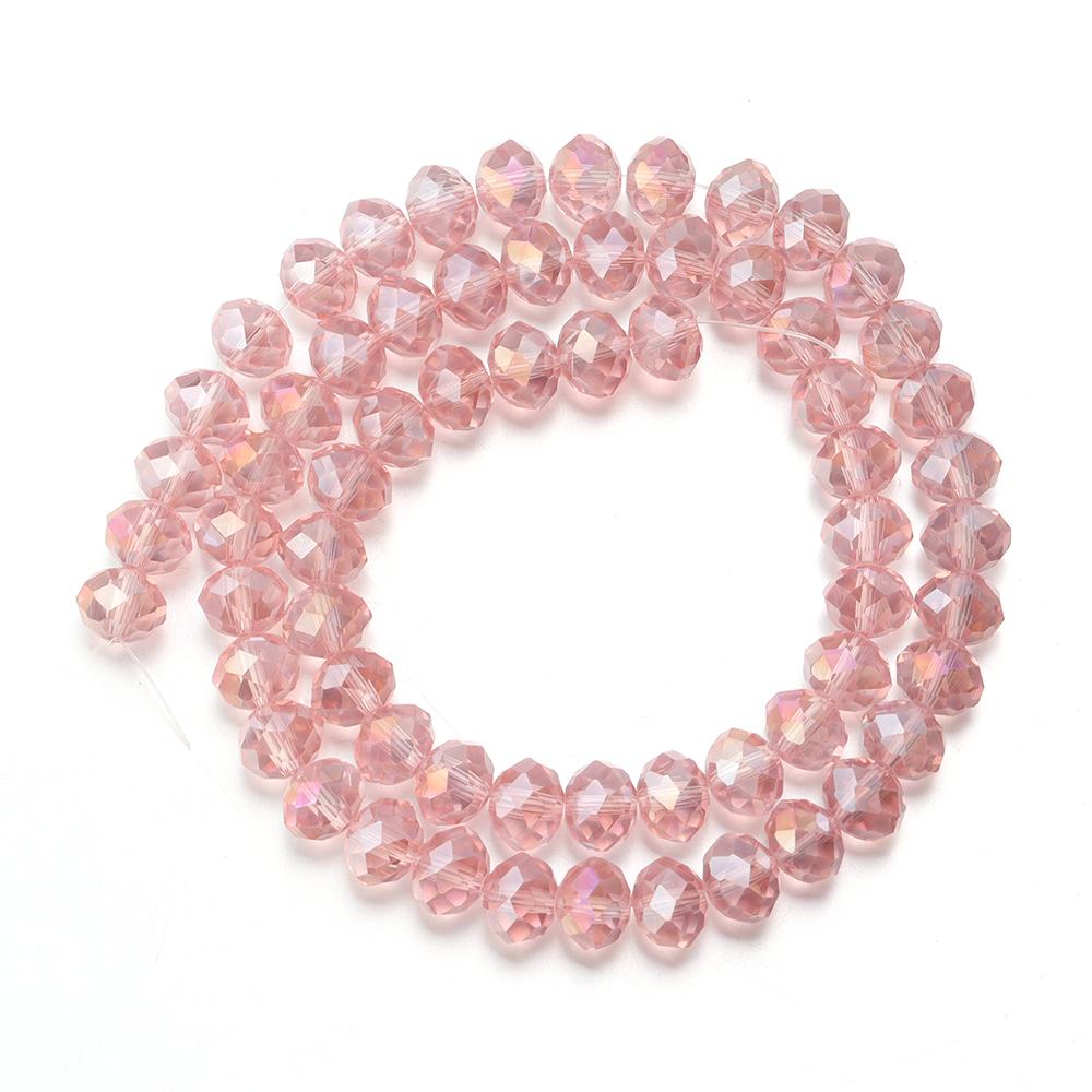 3 4 6 8 10mm Rondelle Faceted Crystal Beads Transparent Water Pink Glass Loose Beads For Jewelry Making DIY Bracelet Necklace