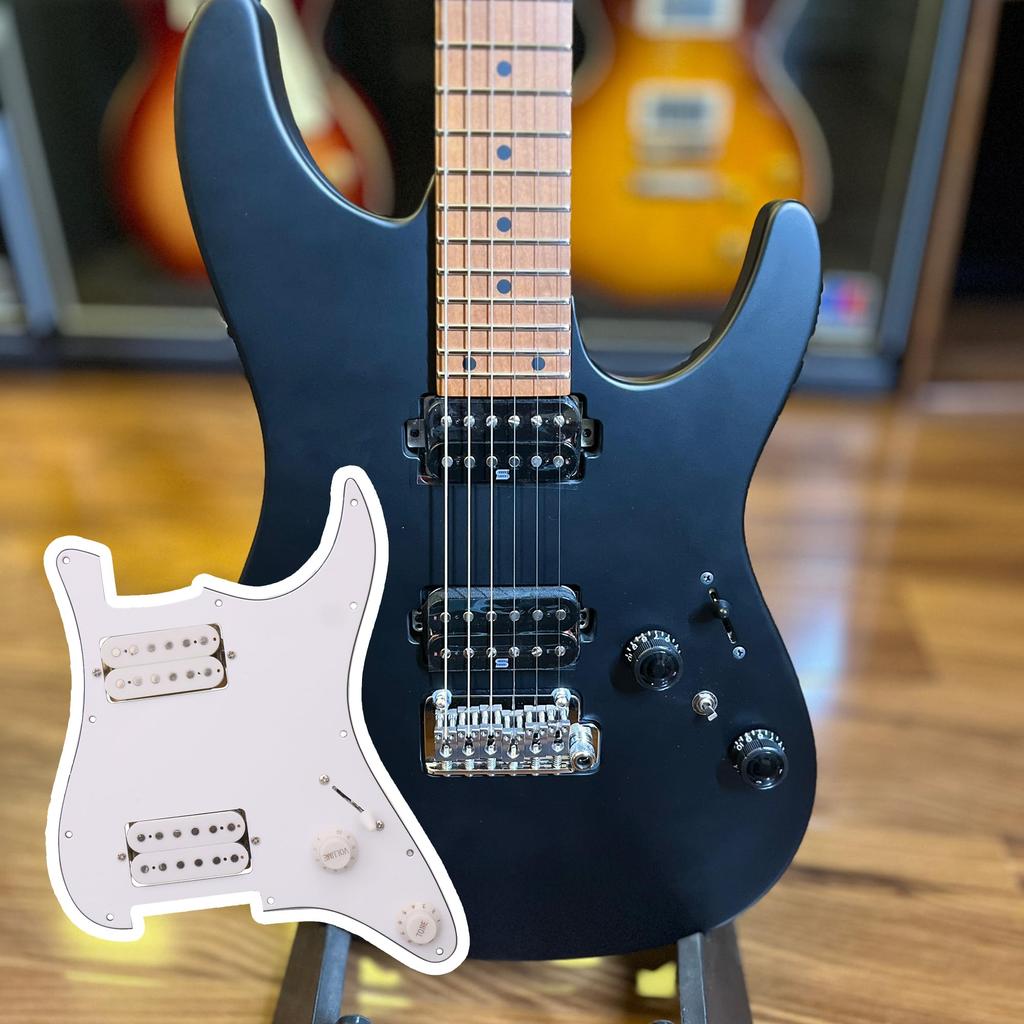 Yibuy White 11Hole Wired Plate Pickguard for HH Humbucker Guitar