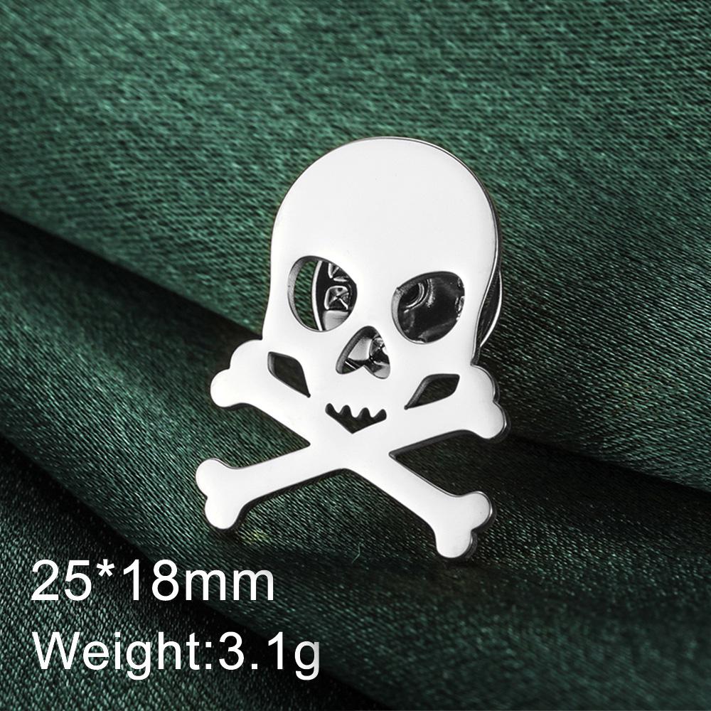 Dawapara Gothic Skull Brooches Pin for Halloween Men Women Skeleton Macabre Spooky Pin Symbol Stainless Steel Jewelry