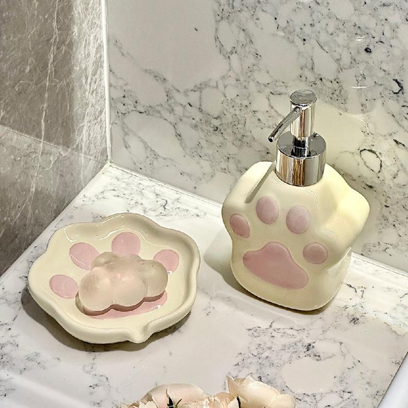 1pc Cute Ceramic Cat Claw Soap Holder Creative Soap Box for Kitchen Bathroom Sink Drain Soap Tray Home Bathroom Accessories