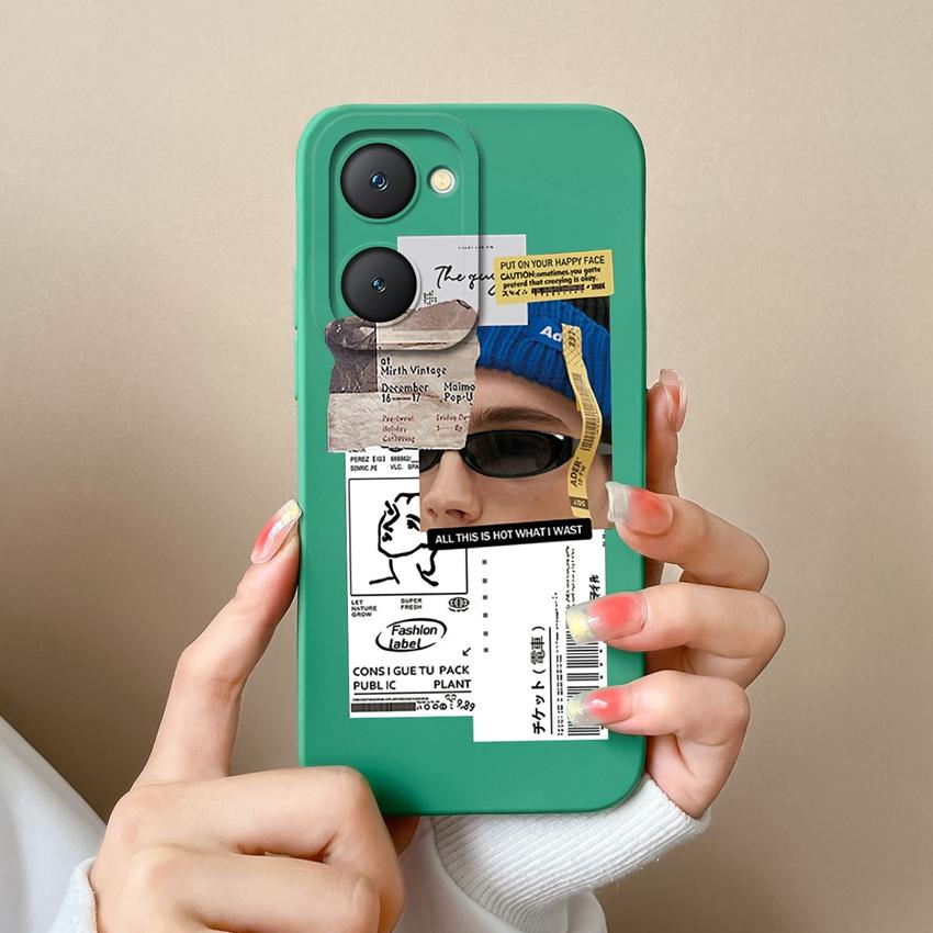 New Case For Vivo iQOO U5x Z9 Lite Y400 Pro Y03t Y02t Y18i Y18t Cute Girl Phone Cover Screen Protector Liquid Silicone Dustproof Shell For Vivo Casing