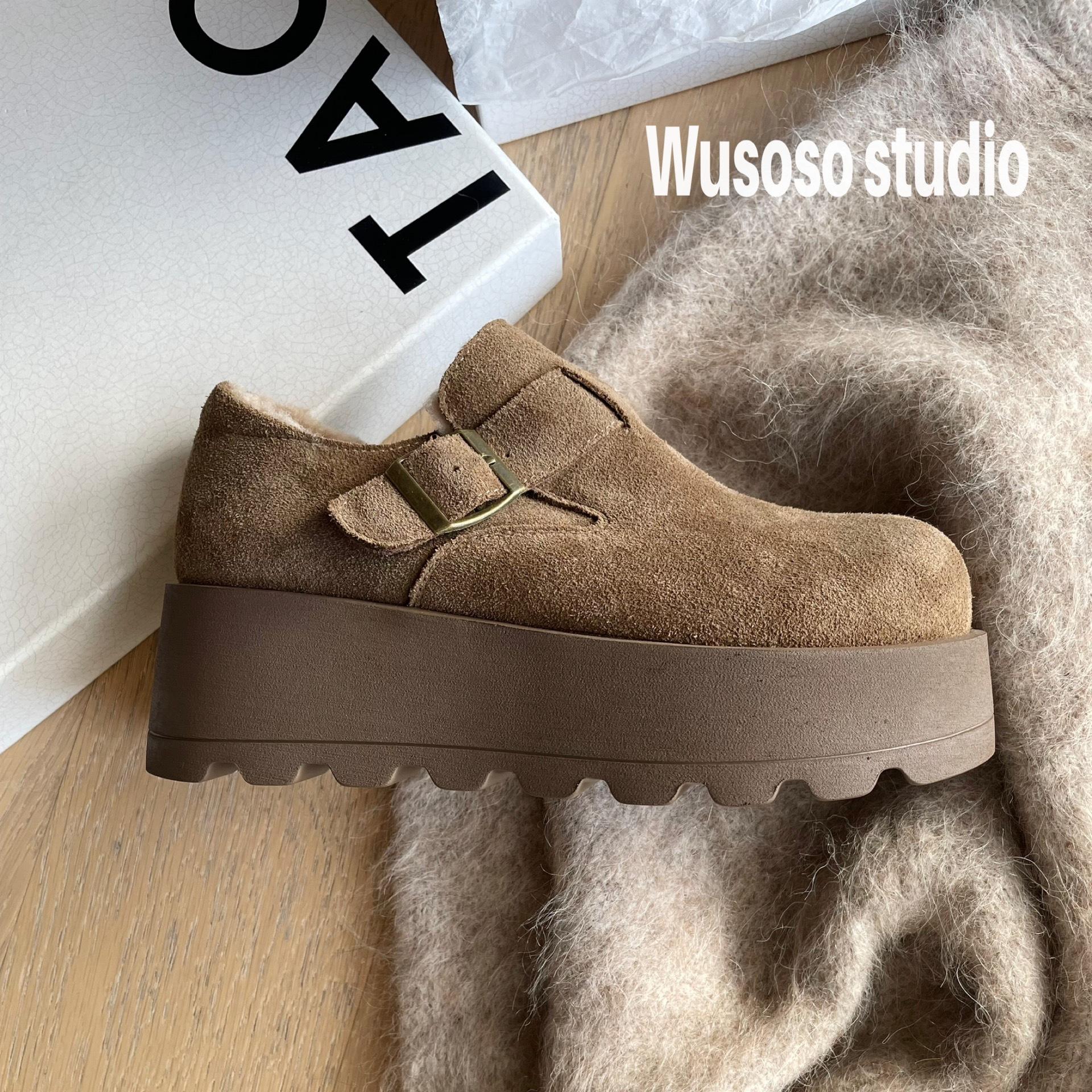 

Soft leather version~ Small man with velvet thick sole 6cm Birkenstock cotton shoes women s winter 2025 new single shoes snow boots 40 верблюд
