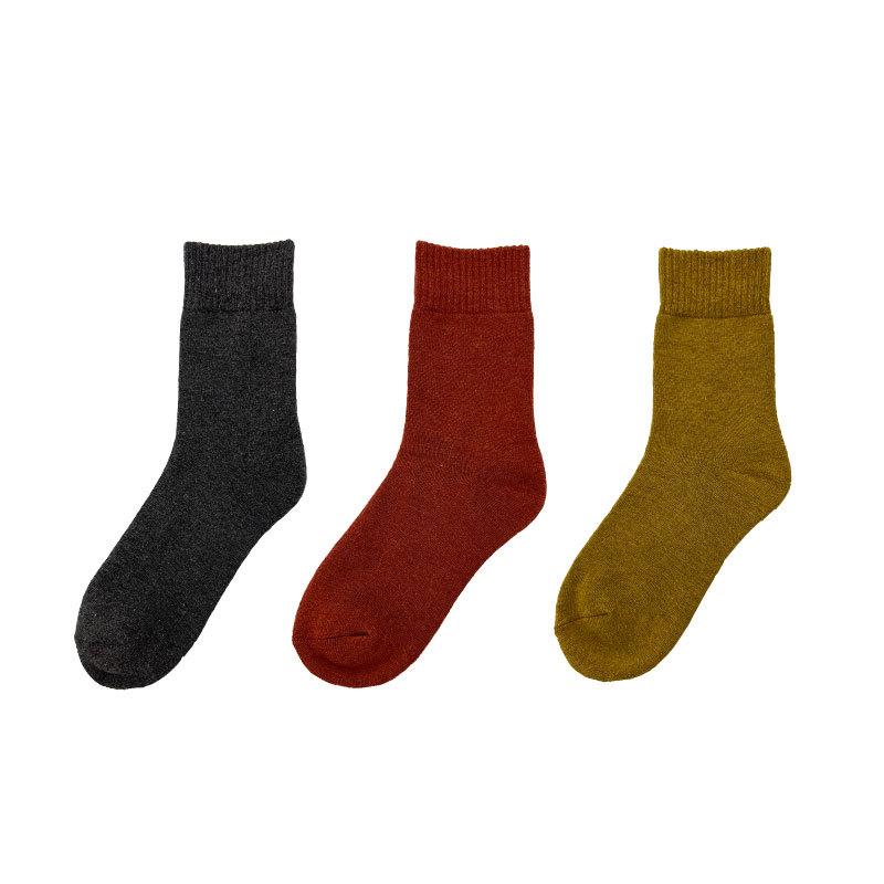 5 Pairs of Women's All In One Solid Color Mid Tube Thick Warm Wool Socks