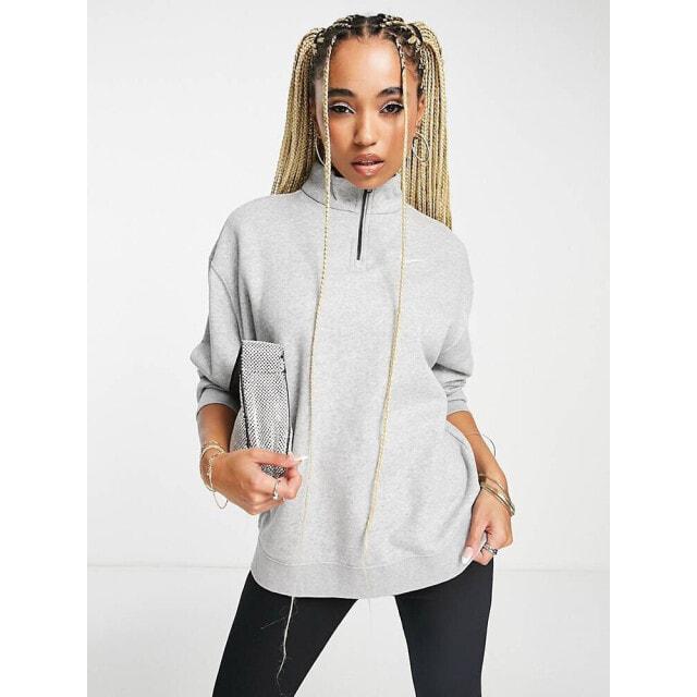 

Серая оверсайз-толстовка с молнией 1/4 Nike mini Swoosh
