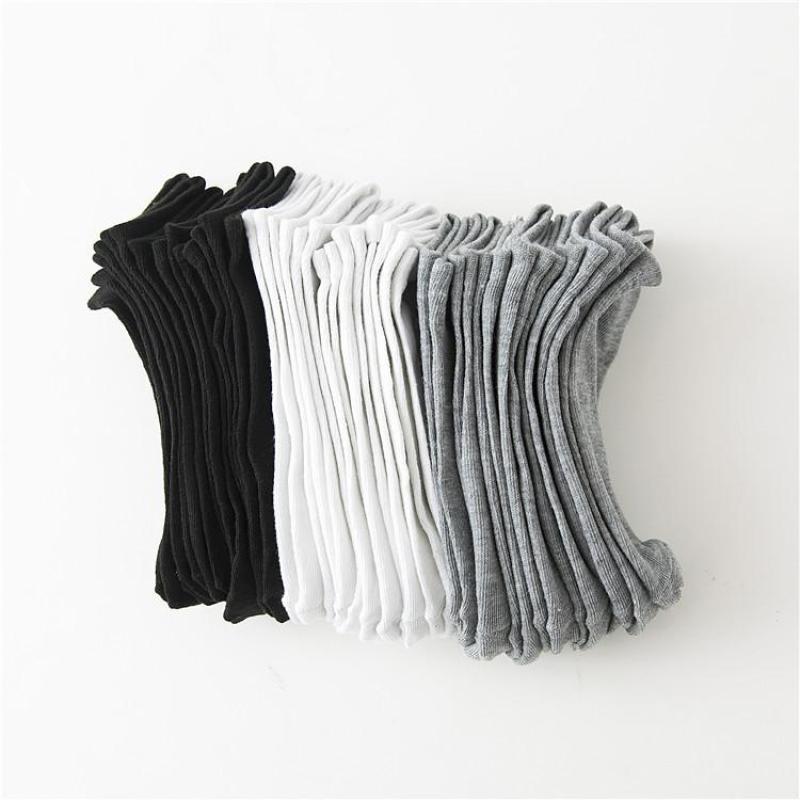 Comfortable Men's Summer Cotton Black Invisible Boat Socks Breathable Thin White Ins