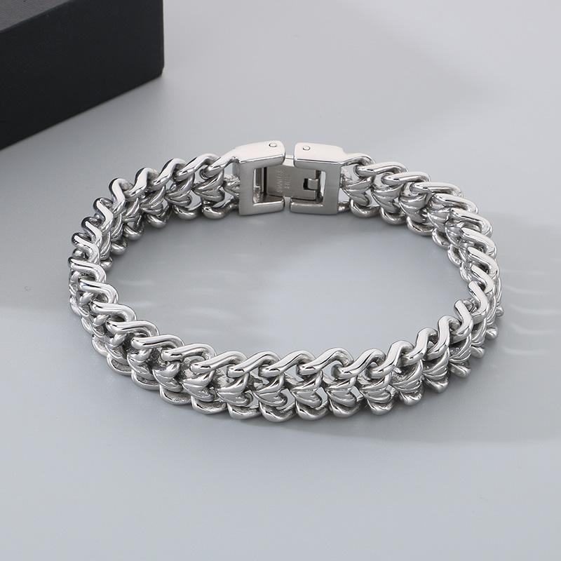 Shiny Stainless Steel Braided Chain Bracelet for Men Punk Personalized 12MM Miami Cuban Accessories Chunky Trend Jewelry