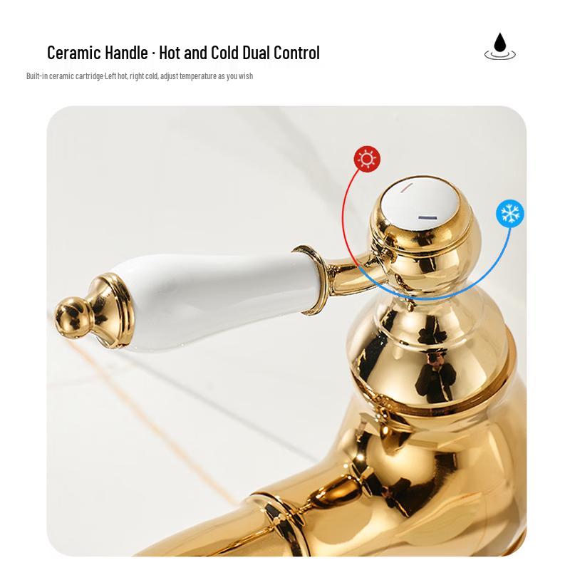 TLXT Luxury Rose Gold Brass Basin Faucet