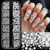 12-box Boxed Resin Flat Bottom Round Diamond Nail Art Jewelry Color Mixed Flat Bottom Rhinestone Cross-border Nail Art Diamond Jewelry
