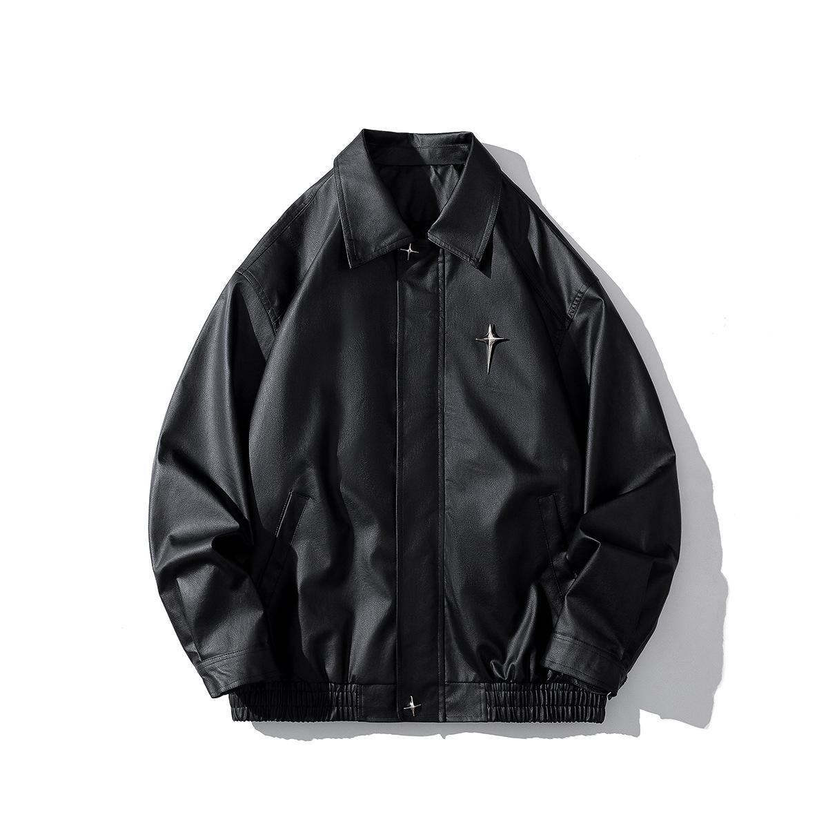 Новая куртка из искусственной кожи мужская весенняя свободная модная универсальная куртка — фото 4