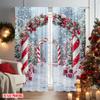 2 Stück 2D Flachdruck Frohe Weihnachten Vorhänge Zuckerstangen Weihnachtssüßigkeiten 100% Polyester Ohne Strom Frühlingsparty &