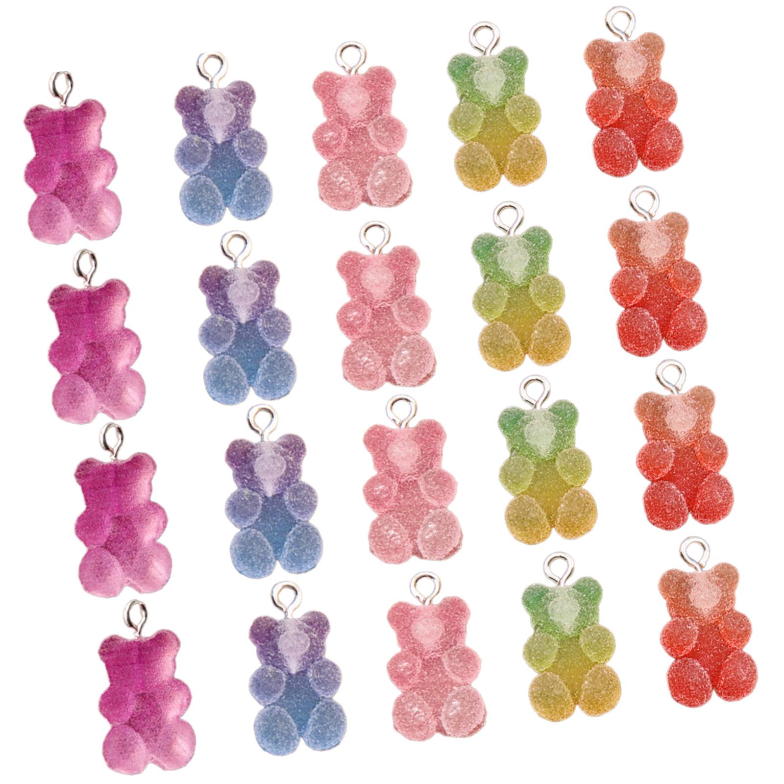 

Набір з 20 яскравих підвісок у формі ведмедика, серця та зірки. Унікальні мультяшні кулони з епоксидної смоли для рукоділля, створення індивідуальних намист та браслетів. A