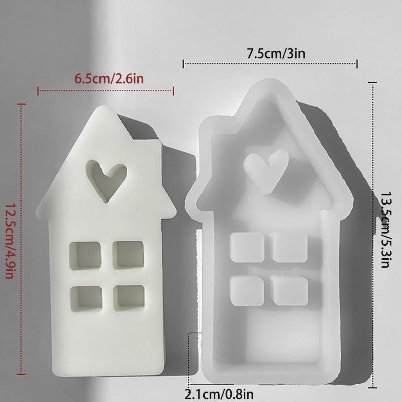 House Shape Candle Mold Heart Resin Mold for Candle Gypsum Ornament Silicone Mould Home Decorations Valentines Day Gift